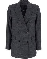 Le Plain - Double-Breasted Wool-Blend Blazer Jacket With Peak Revers And All-Over Check Motif - Lyst