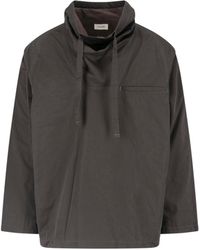 Lemaire - Funnel Neck Boxy Cropped Hooded Sweatshirt - Lyst