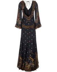 Etro - Long Dress With V-Neck And Ruffled Sleeves - Lyst