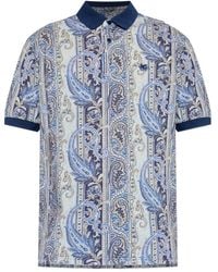 Etro - Patterned Button-Up Short Sleeve Ribbed T-Shirt - Lyst