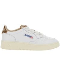 Autry - Medalist Low-Top Leather Sneaker For With Logo Patch Tongue And Leopard Motif - Lyst