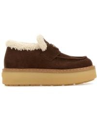 Prada - Platform Suede Loafers For With 4 Cm Sole - Lyst