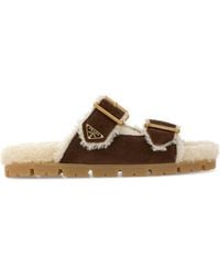 Prada - Suede Slippers - Lyst