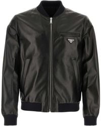 Prada - Nappa Leather Reversible Bomber Jacket - Lyst