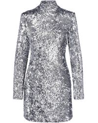 Balmain - Mini Sequined High-Neck Long-Sleeve Dress - Lyst