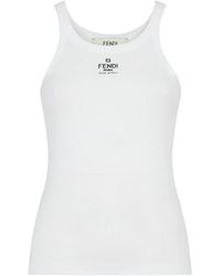 Fendi - Top With Embroidered Logo - Lyst