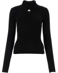 Courreges - Viscose Blend Ribbed Knit Sweater - Lyst
