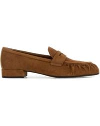 Prada - Camel Suede Loafers - Lyst