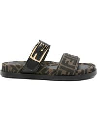 Fendi - Ff Monogram Leather Sandals - Lyst