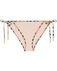 Burberry - Check Bikini Bottoms With Tie-Up Detail - Lyst