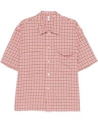 sunflower - Loose-Fitting Short-Sleeved Check Shirt With Genuine Mother-Of-Pearl Buttons - Lyst
