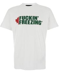 DSquared² - Crewneck T-Shirt With Print On The Front And Logo Lettering On The Rear - Lyst