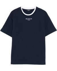 Balmain - Youth Relaxed Fit Neck T-Shirt With Embroidered Logo - Lyst