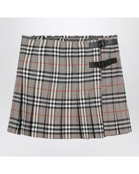 Burberry - Wool Kilt Skirt With Check Pattern - Lyst