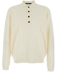 Low Brand - Wool Sweater With Polo Collar - Lyst