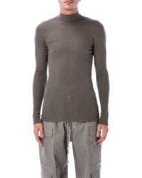 Rick Owens - Minimalist Ribbed Wool Turtleneck Sweater With Center-Back Seam - Lyst