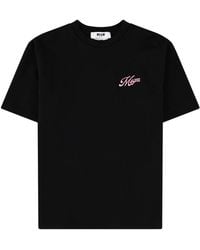 MSGM - Logo Crew Neck T-Shirt - Lyst