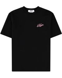 MSGM - Logo Crew Neck T-Shirt - Lyst