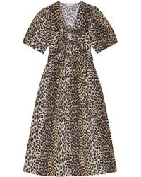 Ganni - Dress With Animal Print - Lyst