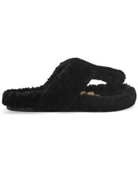 Loewe - Luxury Ease Toe Post Sandal In Shearling For - Lyst