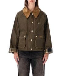 Barbour - Waxed Cotton Jacket With Corduroy Collar - Lyst