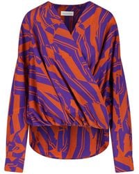 Dries Van Noten - Vibrant Button-Down Shirt With Structured Collar - Lyst