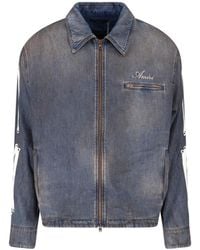 Amiri - Zip-Front Denim Jacket With Embroidered Detail - Lyst