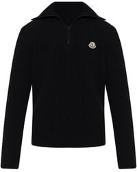 Moncler - Half-Zip Mock Neck Knit Sweater - Lyst