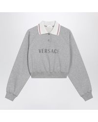 Versace - Cropped Cotton Polo Sweatshirt - Lyst