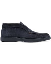 Santoni - Midnight Calf Suede Slip-On Shoes With Branded Insole - Lyst
