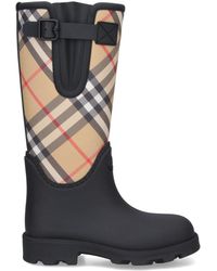 Burberry - Check Tall Rain Boots With Buckle Strap - Lyst