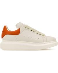 McQueen - Leather Sneakers With Chocolate Leather Heel - Lyst