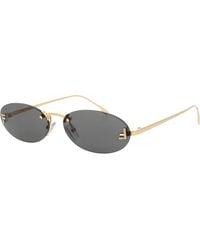 Fendi - Oval Metal Sunglasses With Crystal Accent - Lyst