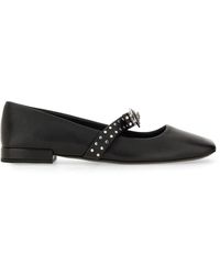 Versace - Gianni Ribbon Leather Ballerina Flats With Studded Bow - Lyst