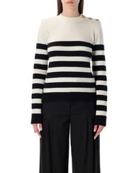 Balmain - Striped Wool Cashmere Buttoned Jumper - Lyst