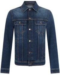 Dolce & Gabbana - Classic Fit Denim Shirt Jacket With Button Cuffs And Side Pockets - Lyst