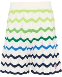 CASABLANCA - Mini Wave Pattern Knit Shorts With Sophisticated Waistband - Lyst