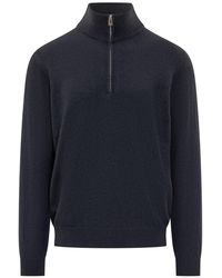 Malo - Basic Zip-Up Knit Sweater - Lyst