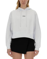 MSGM - Logo Hood Sweatshirt - Lyst