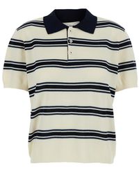 DUNST - Multi-Striped Polo Knit T-Shirt - Lyst