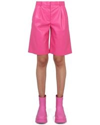 MSGM - Faux Leather Bermuda Shorts - Lyst
