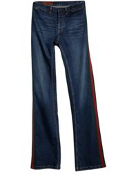 Gucci - Certified Cotton Denim Jeans With Faded Effect, Web Stripe Side Inserts And Flared Leg - Lyst