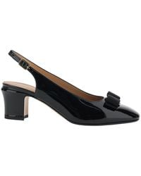 Ferragamo - 'Vetty' Slingback Pumps With Logo Plaque On The Front And Low Block Heel - Lyst