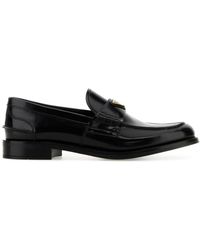 Prada - Logo Brushed Leather Loafer - Lyst