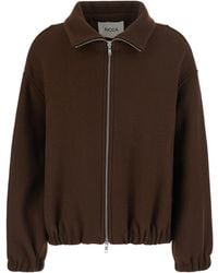 Jucca - High-Collar Wool-Blend Bomber Jacket With Dropped Shoulders And Elasticized Cuffs - Lyst