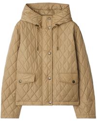 Burberry - Quilted Jacket With Adjustable Hood And Patch Pockets - Lyst