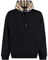 Burberry - Check Hood Organic Cotton Hoodie - Lyst