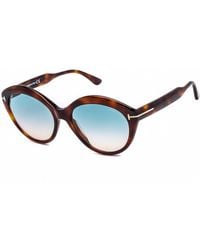Tom Ford - Maxine Gradient Turquoise Round Sunglasses - Lyst