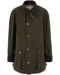 DUNST - Waxed Cotton Hunting Jacket With High Collar And Zip Front Pockets - Lyst