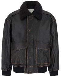 DUNST - Detachable A-2 Leather Blouson Jacket With Zip Closure & Chest Patch - Lyst